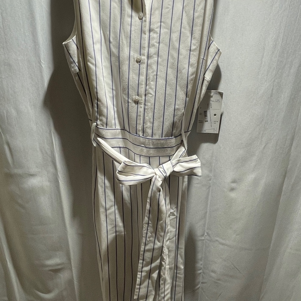 ANTONIO MELANI Nautical Striped White and Blue Jumpsuit
